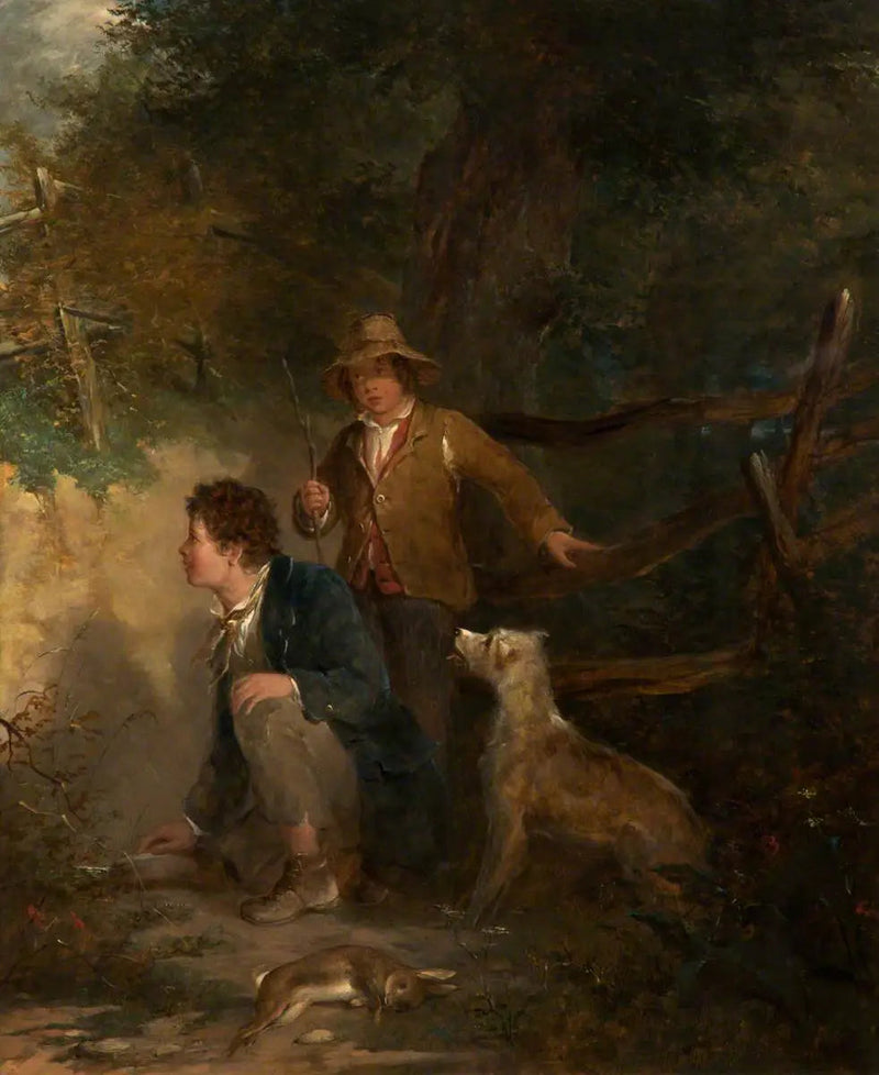 Poikia leikkimässä kanin kanssa - John Everett Millais