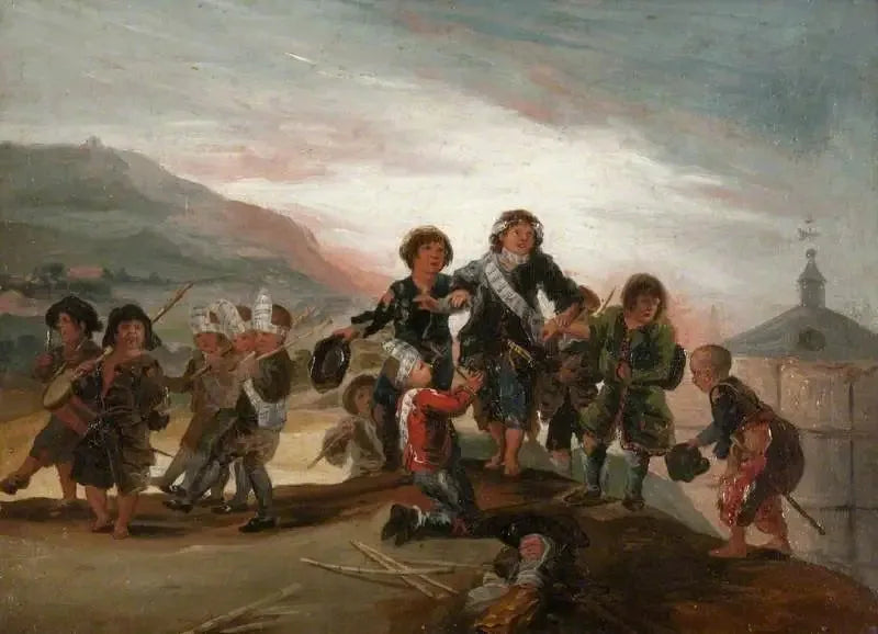 Poikia leikkimässä sotilaita - Francisco de Goya
