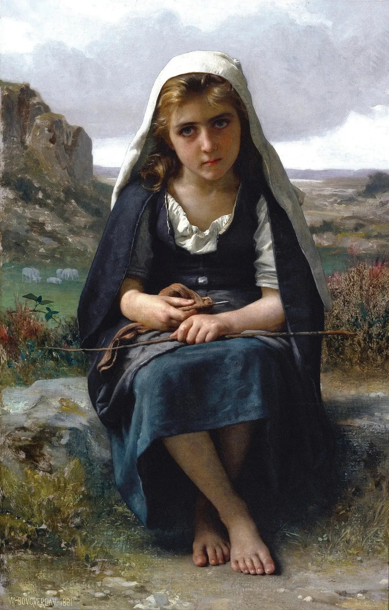 Lampaita paimentava - Bouguereau