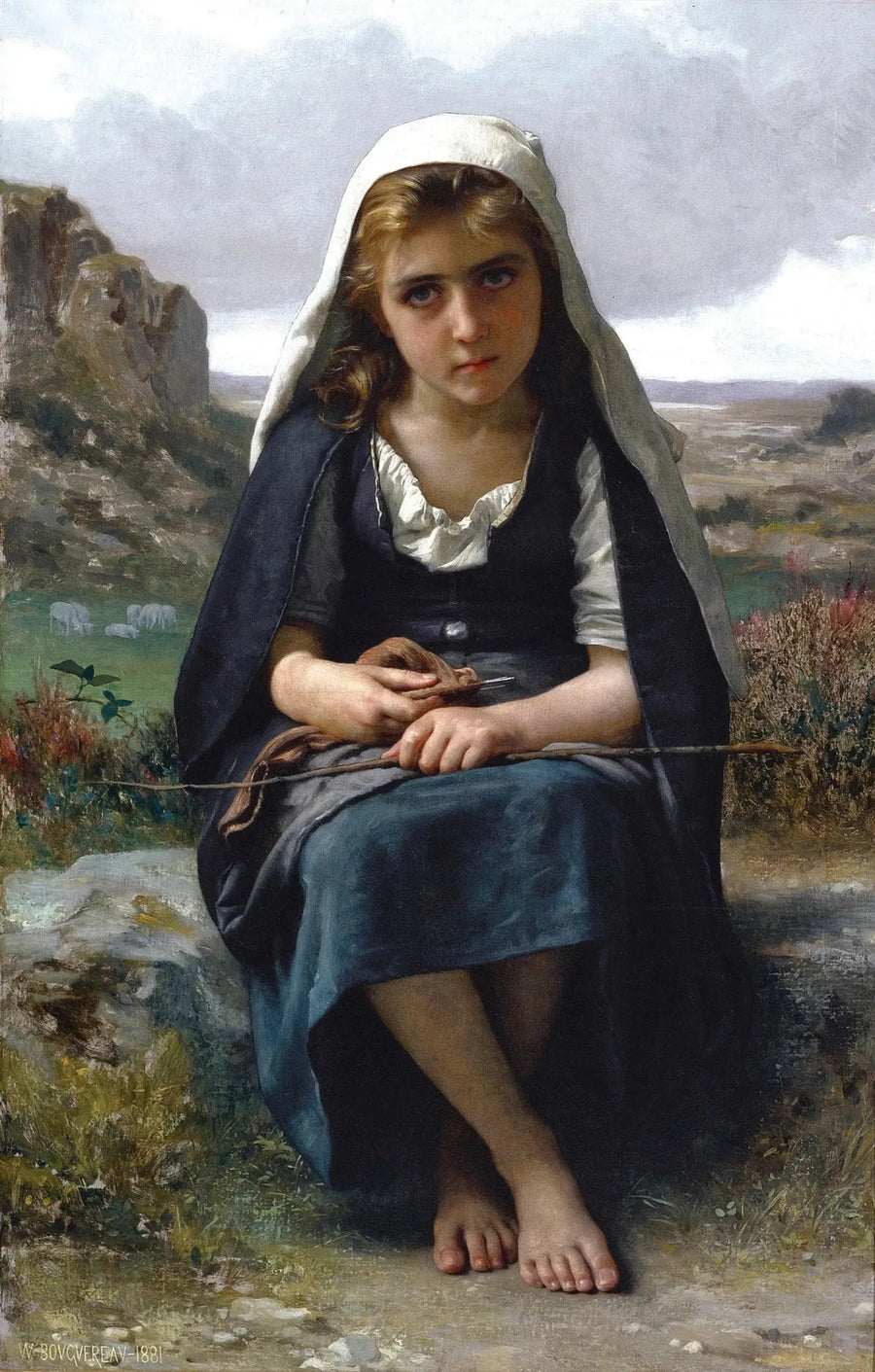 Lampaita paimentava - Bouguereau