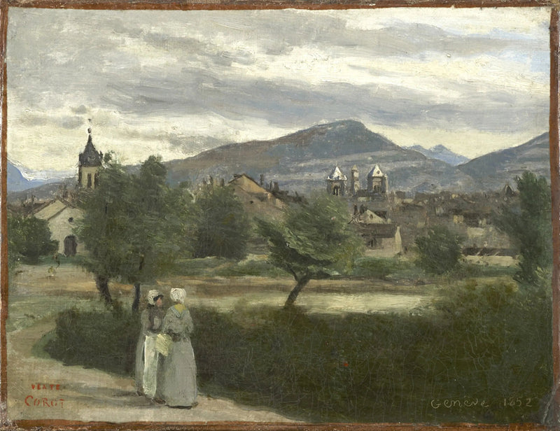 Geneve. Näkymä maaseudulta, jossa Petit Salève horisontissa - Jean-Baptiste Camille Corot