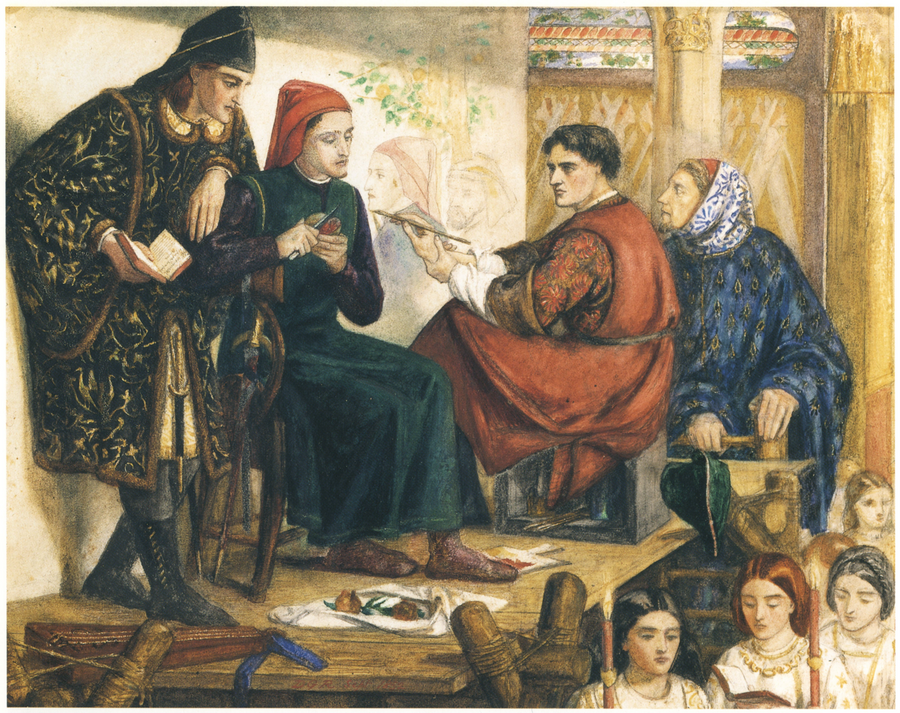 Giotto maalaamassa Danten muotokuvaa - Dante Gabriel Rossetti