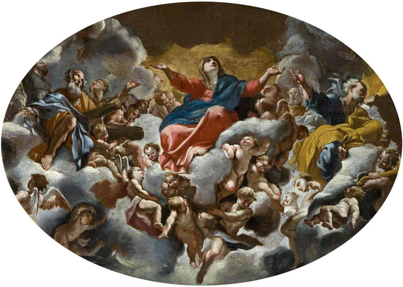 Marian kirkastaminen (Sant'Andrea della Valle -kupolin freskon mukaan, Rooma) - Giovanni Lanfranco