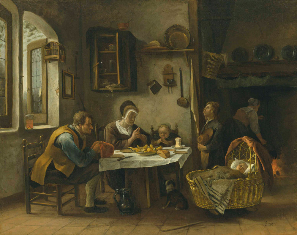 Grâce avant le repas - Jan Steen image 1 copie peinte à la main à l’huile