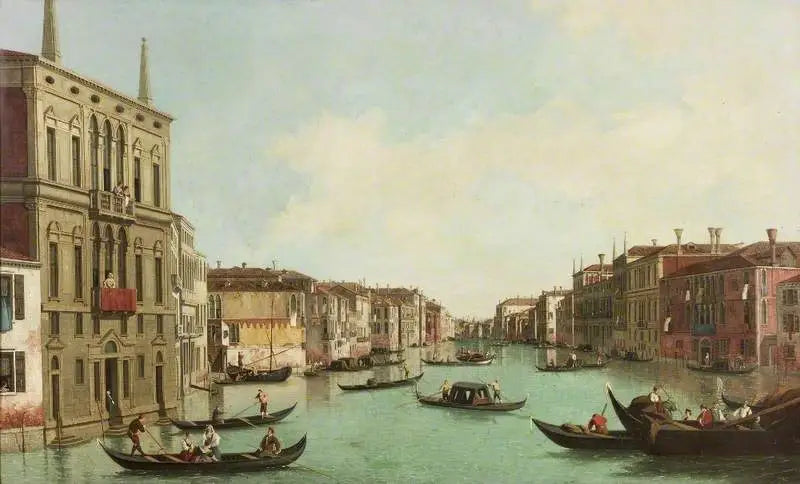 Grand Canal, Venetsia, näkymä koilliseen Palazzo Balbin ja Rialton sillan suuntaan - Canaletto