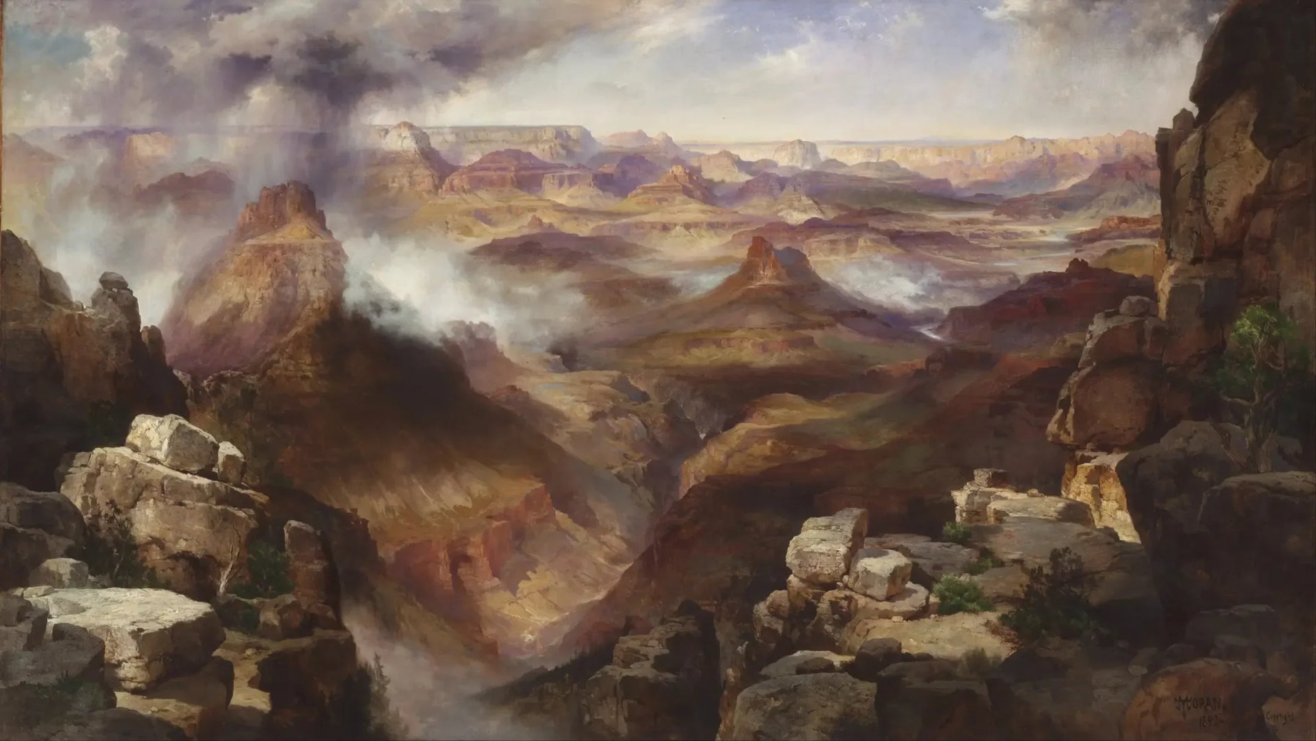 Grand Canyon du fleuve Colorado - Thomas Moran image 1 copie peinte à la main à l’huile