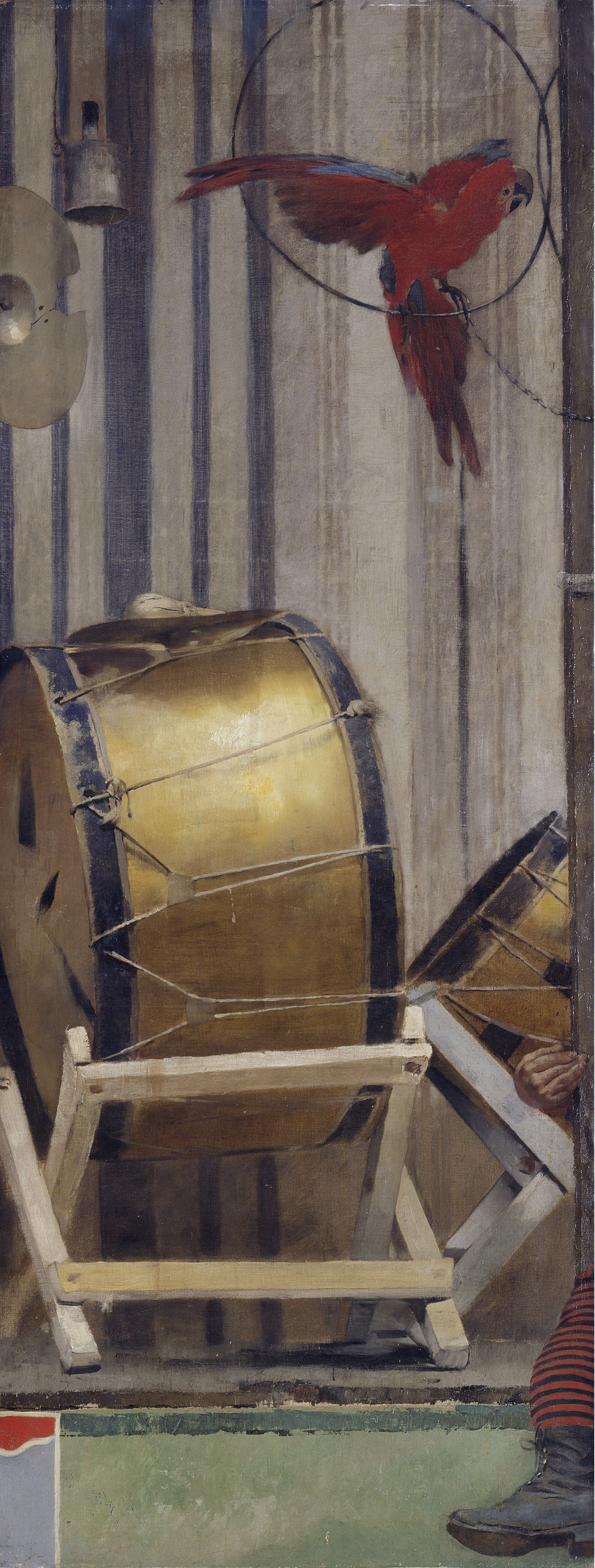 Grimaces et misère - Les Saltimbanques (grosse caisse et perroquet) - Fernand Pelez image 1 reproduction de peinture à l’huile