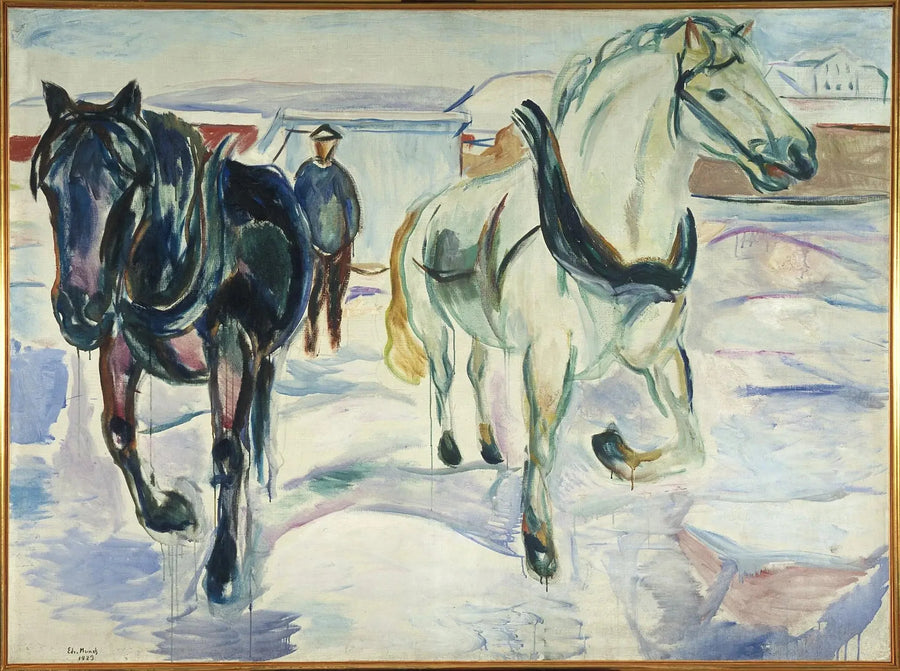 Hevosryhmä lumessa - Edvard Munch