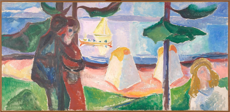 Ihmisiä ryhmä rannalla - Edvard Munch