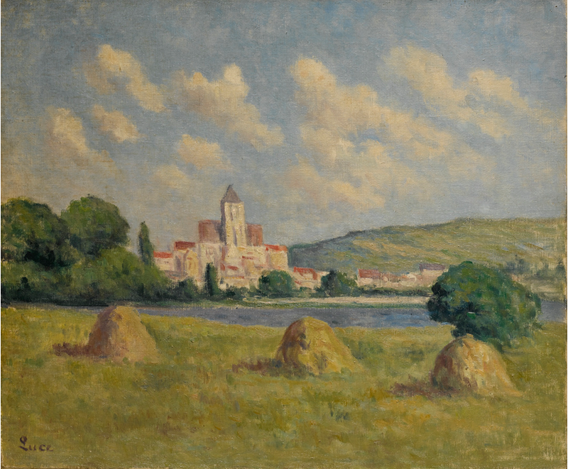 Guernes, kirkko ja pellot - Maximilien Luce