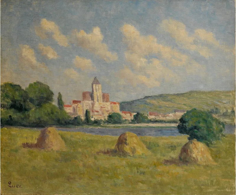 Guernes, kirkko ja pellot - Maximilien Luce