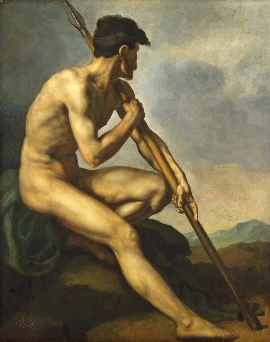 Alaston soturi keihään kanssa - Théodore Géricault
