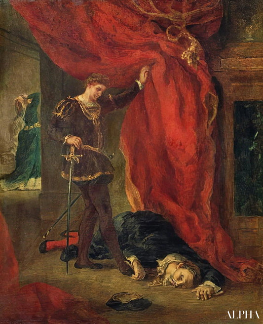 Hamlet devant le corps de Polonius - Eugène Delacroix - Reproductions de tableaux et peintures haut de gamme