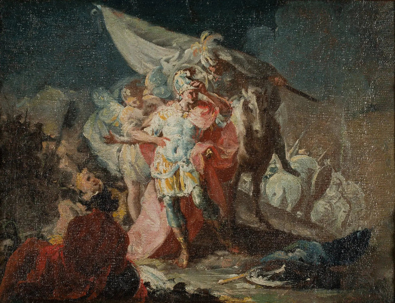 Hannibal Valloittaja tarkkailee Italiaa ensimmäistä kertaa Alpeilta (luonnos) - Francisco de Goya