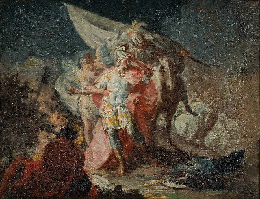 Hannibal Valloittaja tarkkailee Italiaa ensimmäistä kertaa Alpeilta (luonnos) - Francisco de Goya