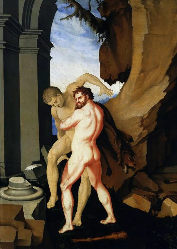 Hérakles ja Antaios. - Hans Baldung Grien