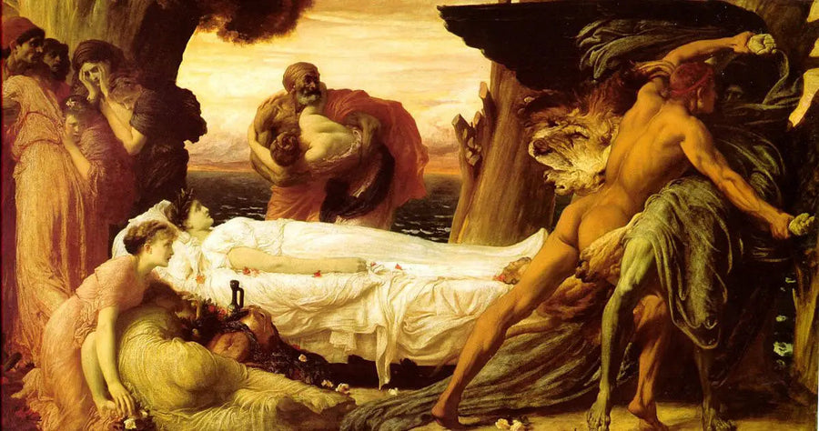 Herkules taistelee kuolemaa vastaan pelastaakseen Alcesteä - Frederic Leighton