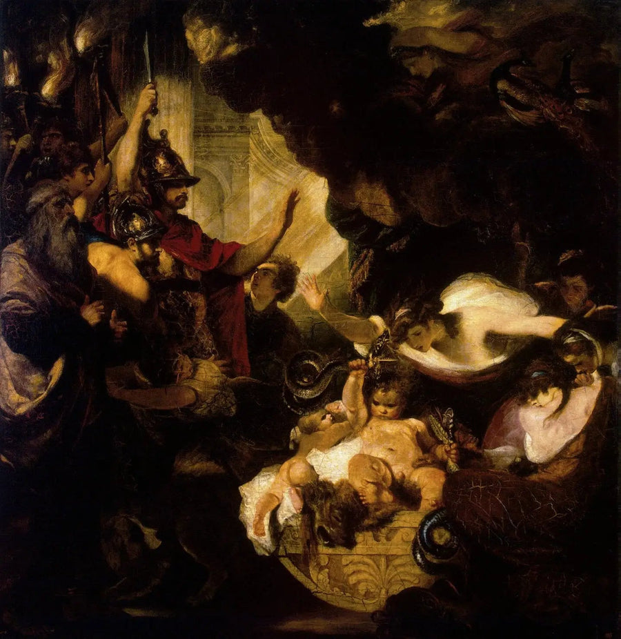 Herkules lapsena tukehtumassa käärmeisiin - Joshua Reynolds