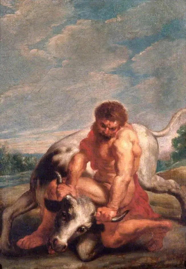 Herkules taistelee Achéloosta vastaan härän muodossa - Peter Paul Rubens