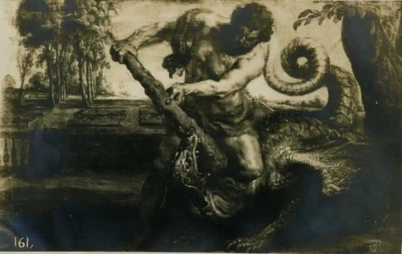 Herkules surmaamassa lohikäärmettä Hesperidien puutarhassa - Peter Paul Rubens