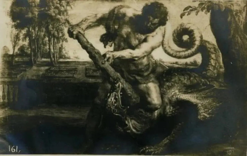 Herkules surmaamassa lohikäärmettä Hesperidien puutarhassa - Peter Paul Rubens