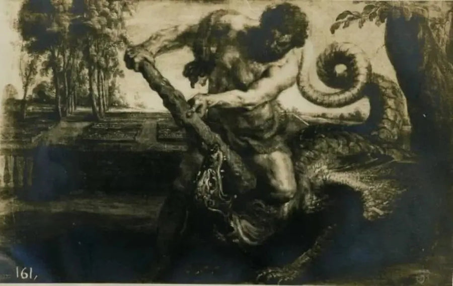 Herkules surmaamassa lohikäärmettä Hesperidien puutarhassa - Peter Paul Rubens