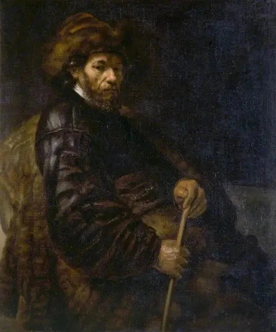 Mies istuu sauvan kanssa - Rembrandt