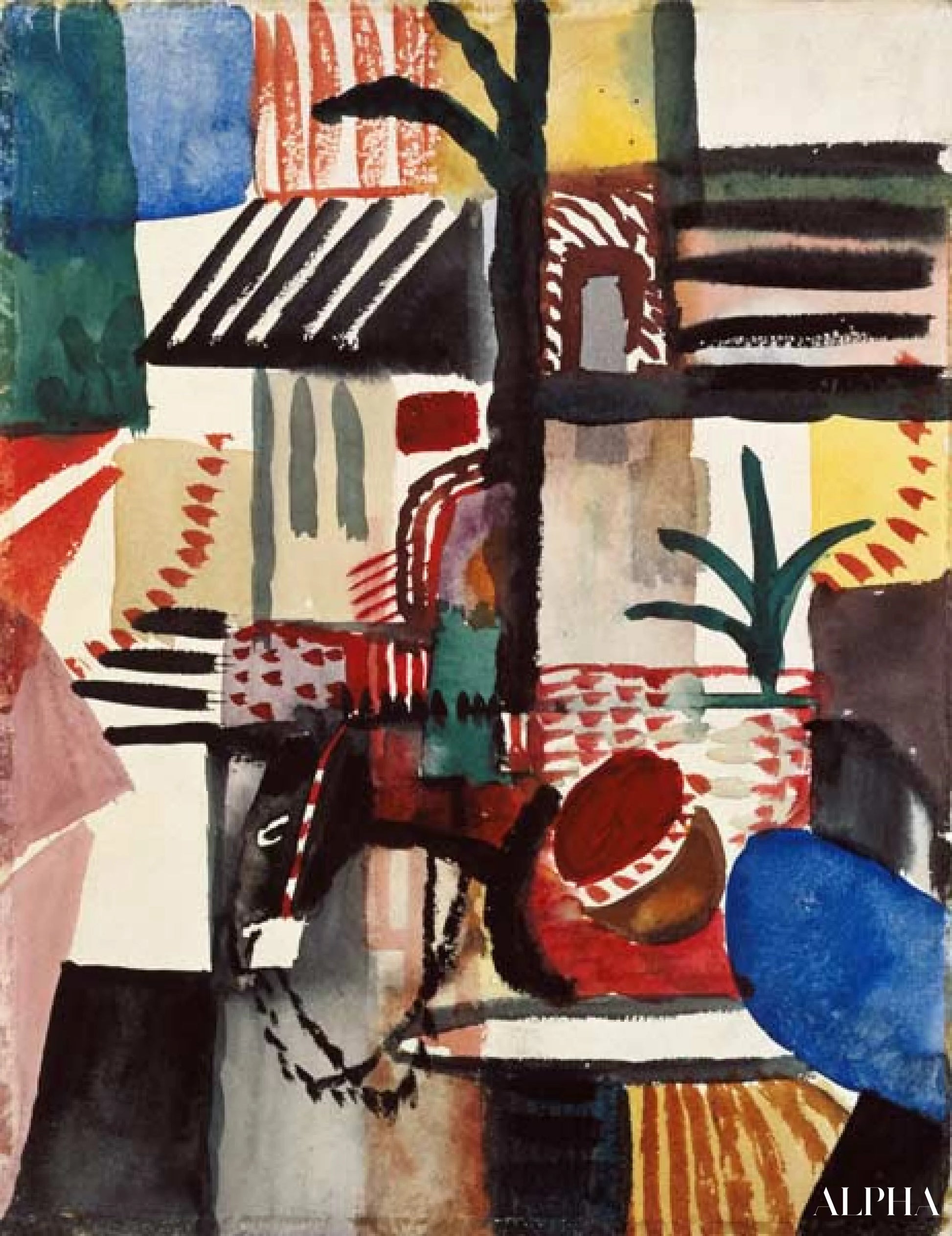 Mies aasin kanssa - August Macke - Korkealaatuiset taulujen ja maalauksien reproduktiot