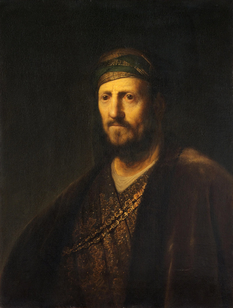 Itämaiseen pukuun pukeutuneen miehen rintakuva - Rembrandt