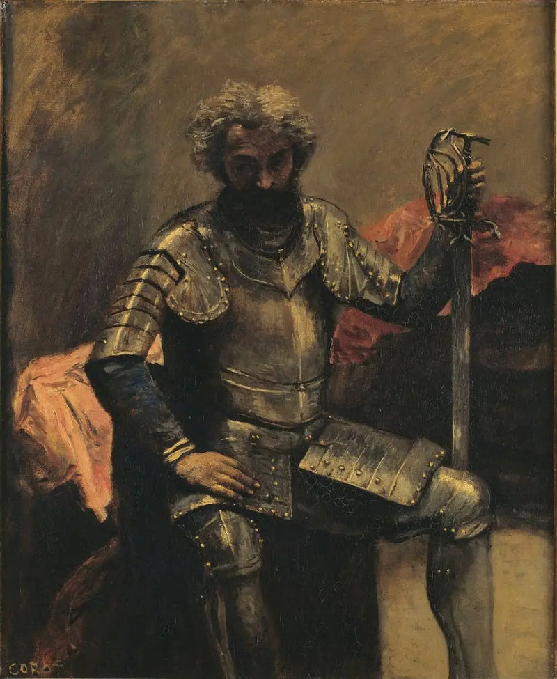 Mies haarniskassa - Jean-Baptiste Camille Corot