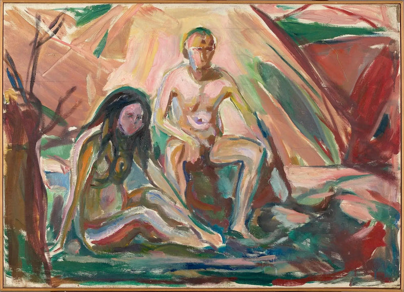 Alaston mies ja nainen, istuvat - Edvard Munch