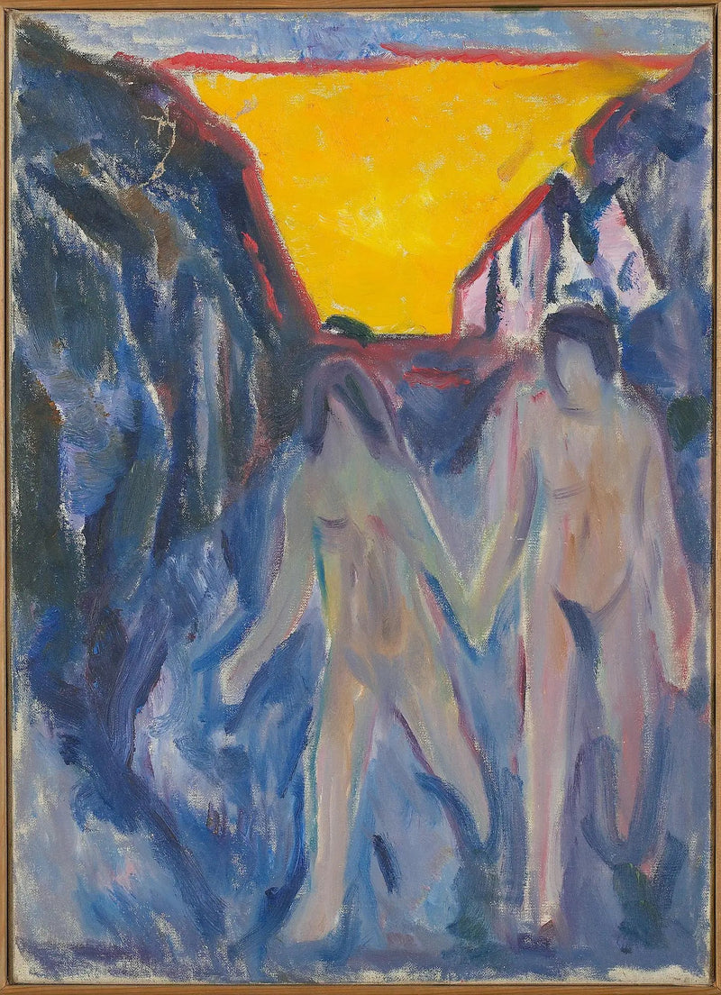 Alaston mies ja nainen kävelemässä - Edvard Munch
