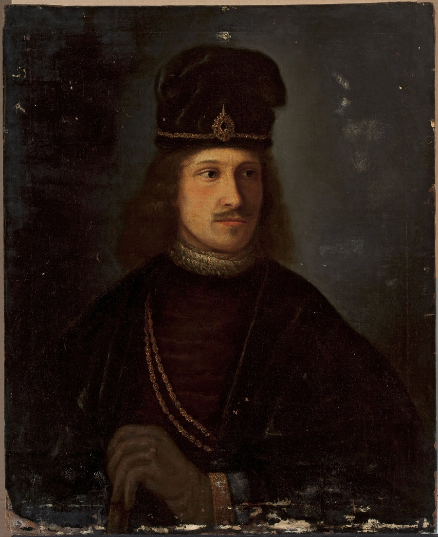Miehen muotokuva, jolla on suuri lippalakki - Rembrandt