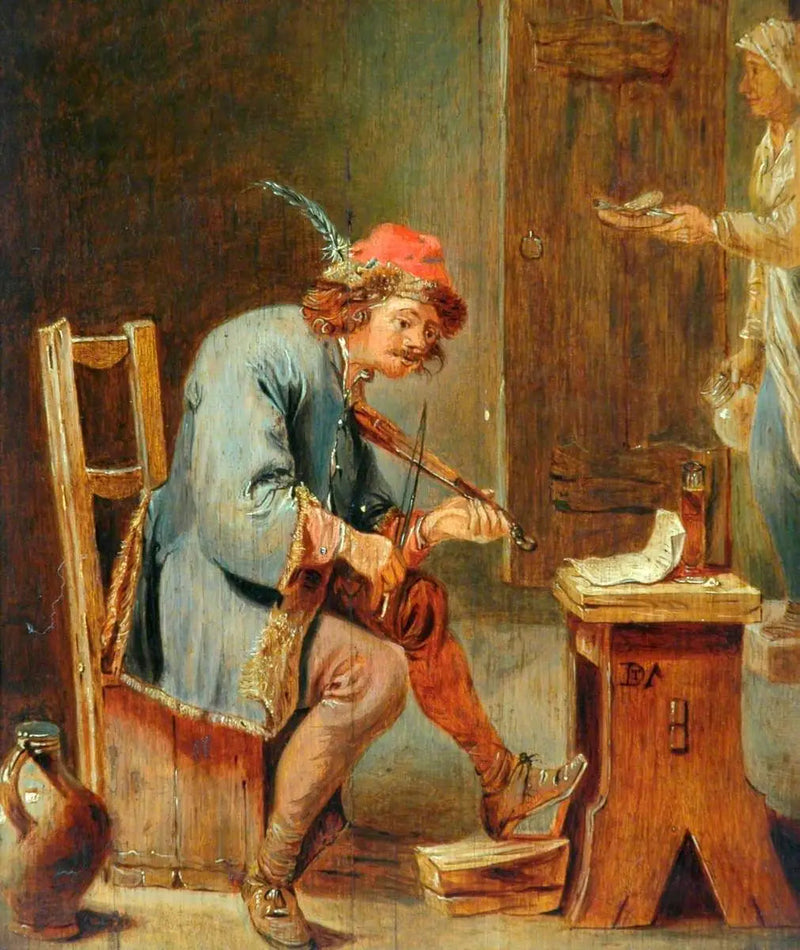 Mies soittamassa viulua - David Teniers nuorempi