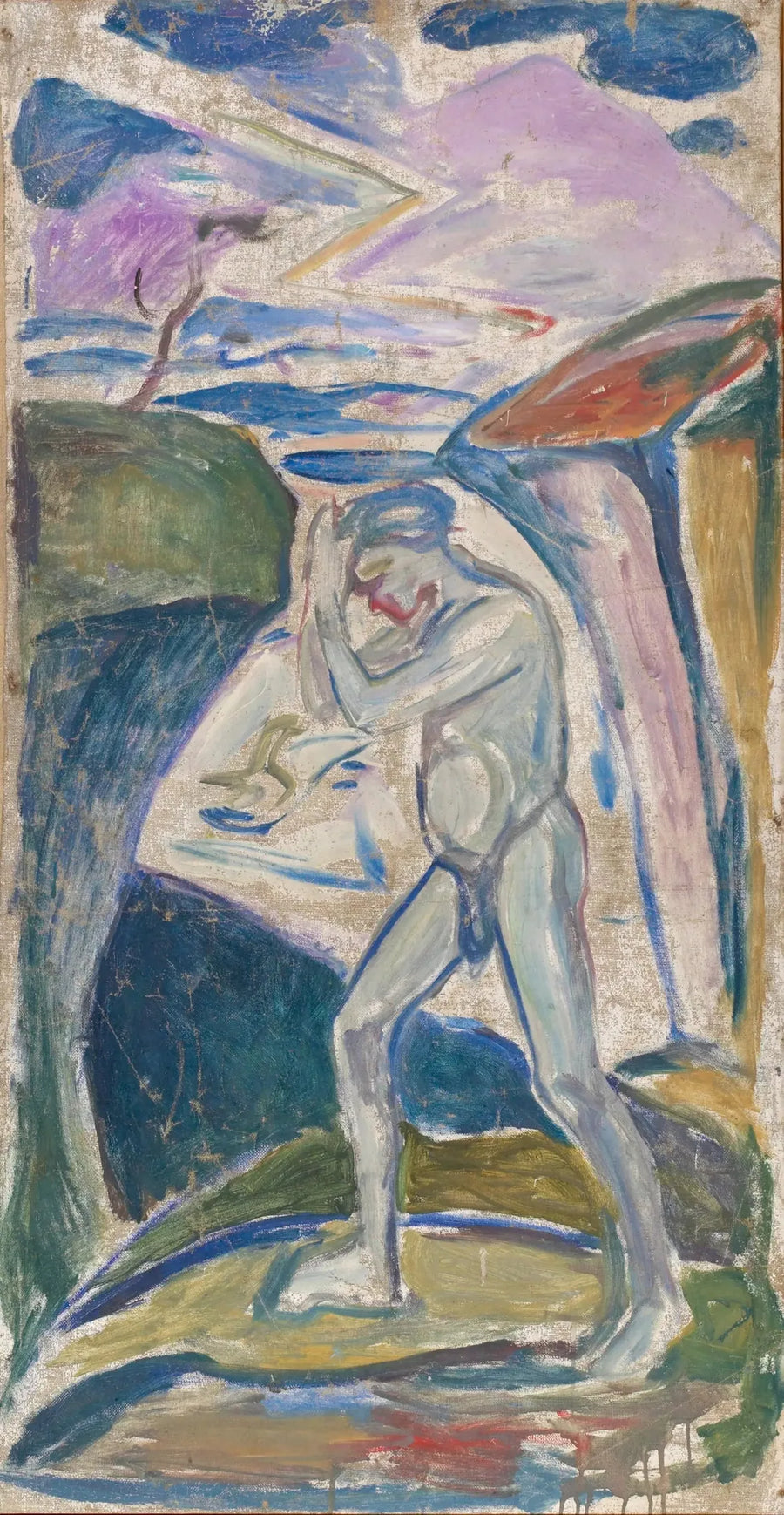 Alaston mies kivisessä maisemassa - Edvard Munch