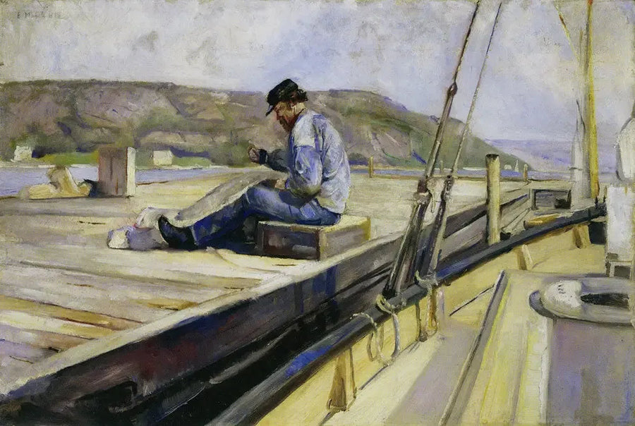 Mies korjaamassa verkkoa - Edvard Munch