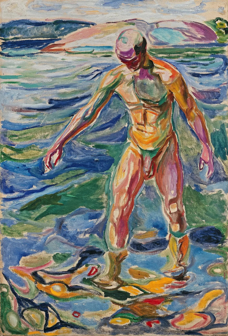 Mies kylpemässä - Edvard Munch