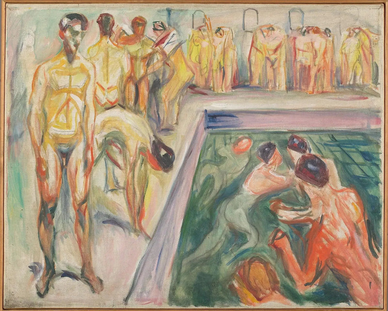 Alastomat miehet uima-altaalla - Edvard Munch