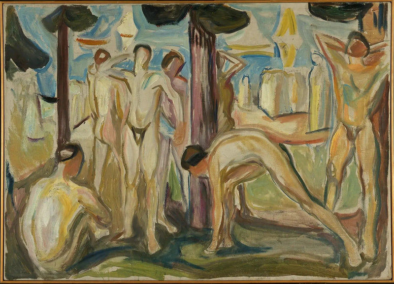 Alastomat miehet maisemassa - Edvard Munch
