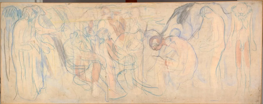 Alastomat miehet maisemassa - Edvard Munch