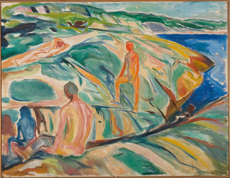 Miehet uivat kallioilla - Edvard Munch