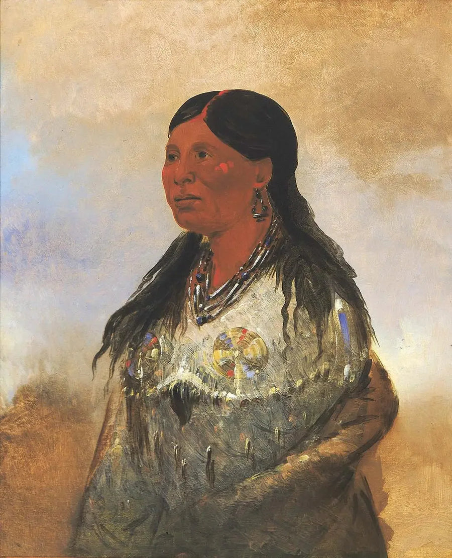 Hón-je-a-pút-o, karhunmetsästäjän puoliso - George Catlin