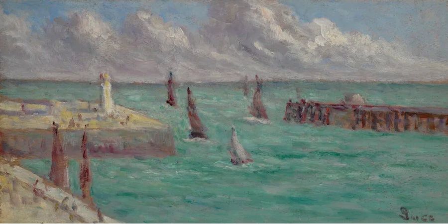 Honfleur, majakka ja laituri - Maximilien Luce