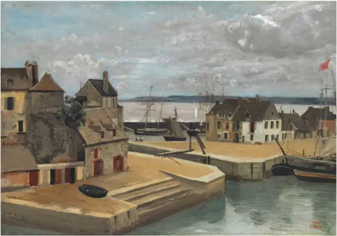 Honfleur, talot laitureilla - Jean-Baptiste Camille Corot