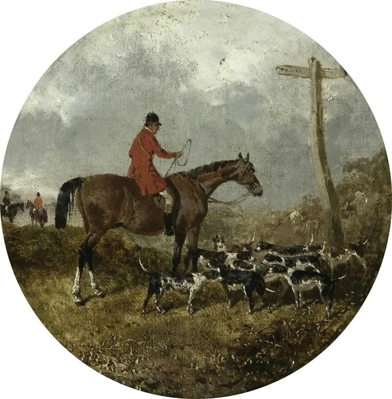 Kahdeksan pyöreää metsästyskohtauksen kuvaa ketusta: metsästäjä ja koirat - John Frederick Herring, Sr.