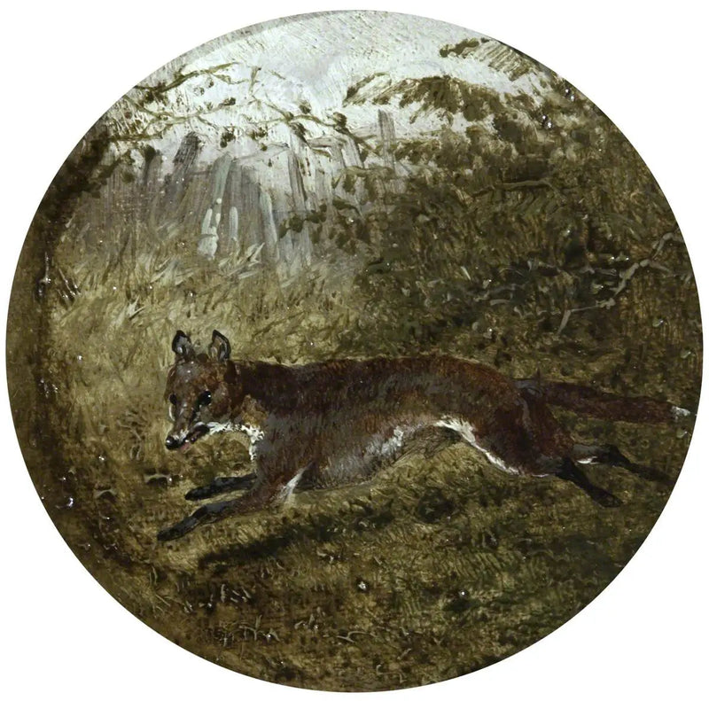 Kahdeksan pyöreää metsästyskohtauksen kuvaa ketusta: ketun pakomatka - John Frederick Herring, Sr.