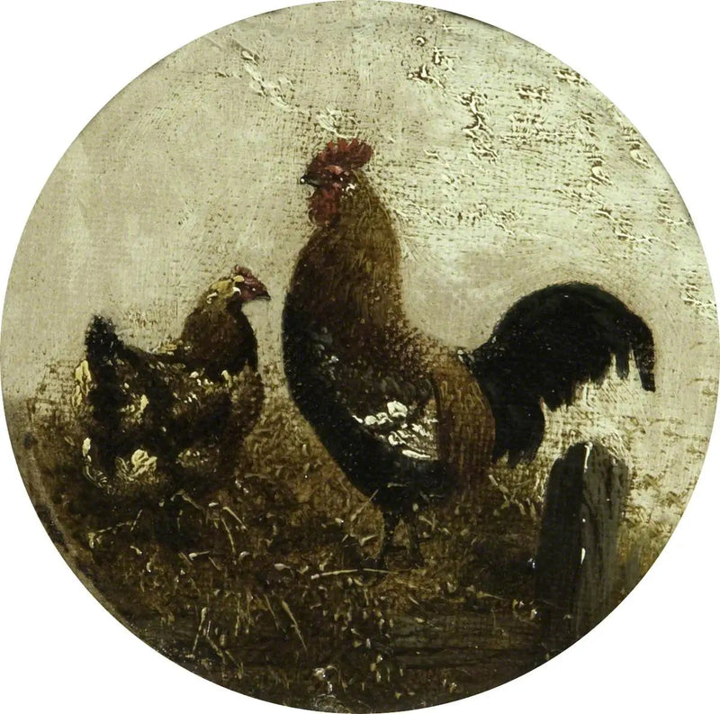 Kahdeksan pyöreää maatilannäkymää: kukko ja kana - John Frederick Herring, Sr.