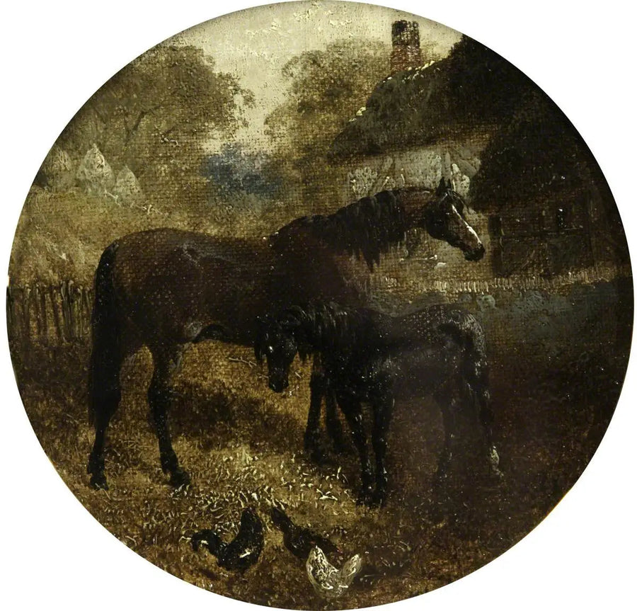 Kahdeksan pyöreää maatilannäkymää: tamma ja varsa - John Frederick Herring, Sr.