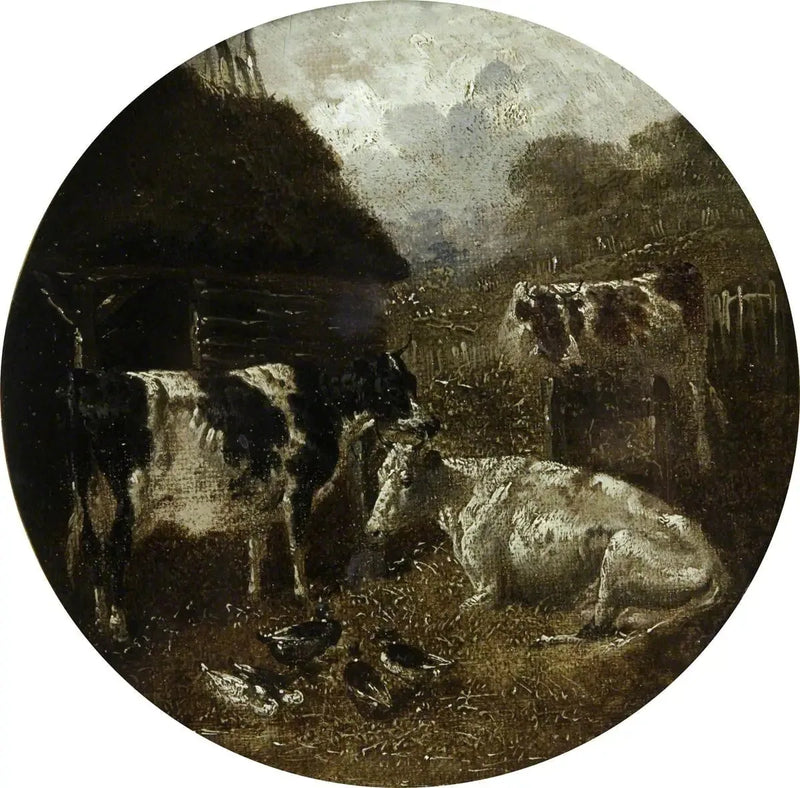 Kahdeksan pyöreää maatilannäytettä: lehmät - John Frederick Herring, Sr.