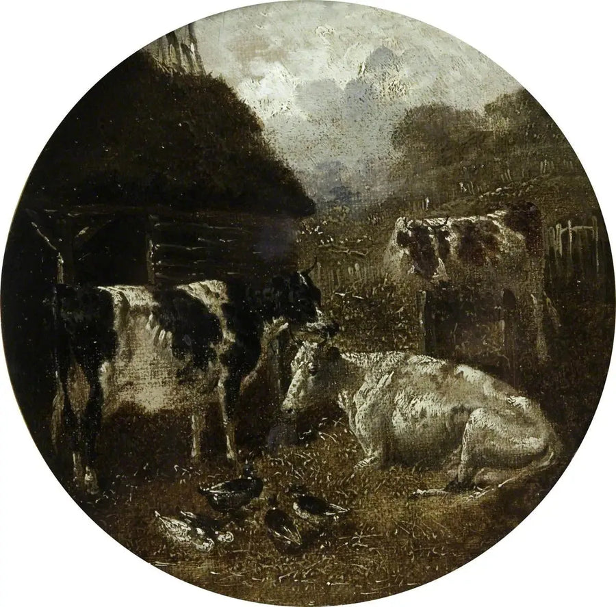 Kahdeksan pyöreää maatilannäytettä: lehmät - John Frederick Herring, Sr.